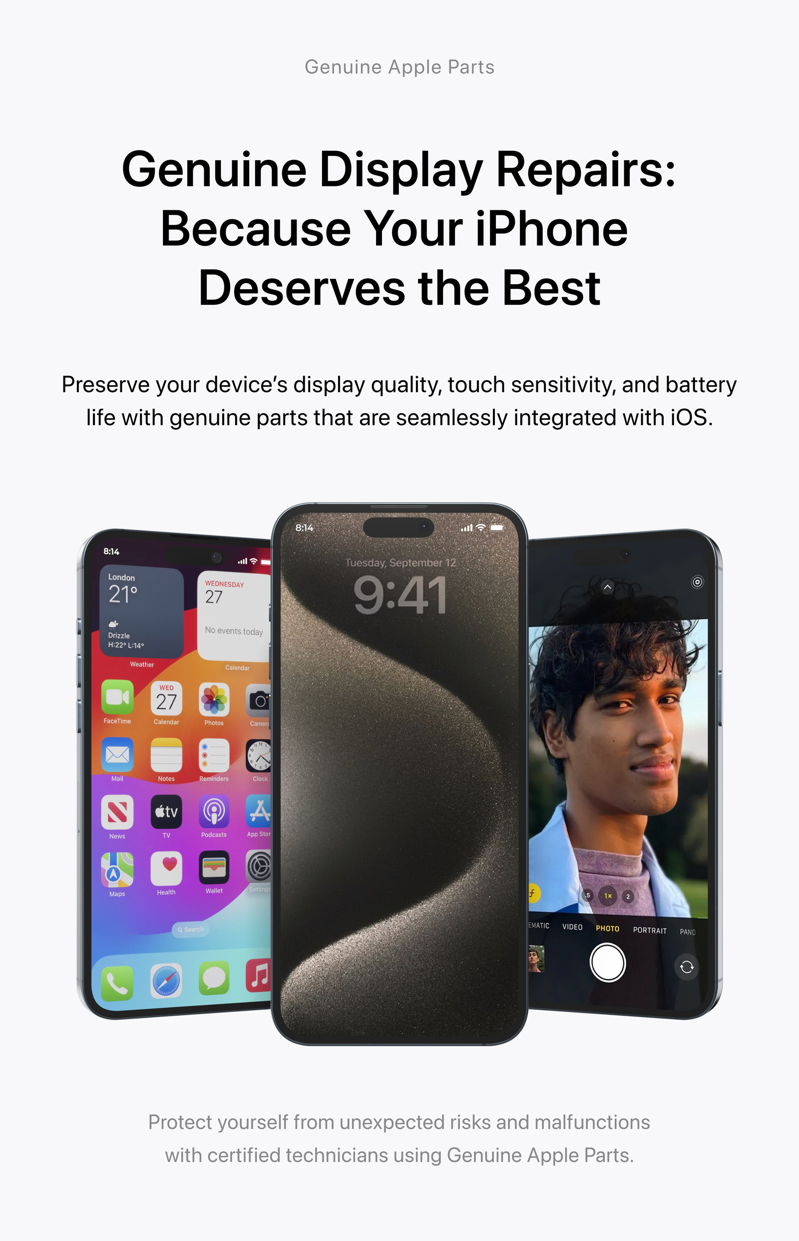 Genuine Display Repairs: Because Your iPhone Deserves the Best — Preserve display quality, touch sensitivity, and battery life with genuine parts.